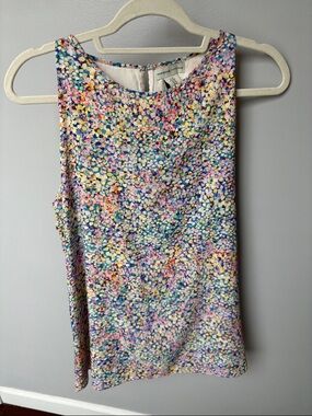 Adrienne Vittadini Multicolor Confetti Print Tank Top